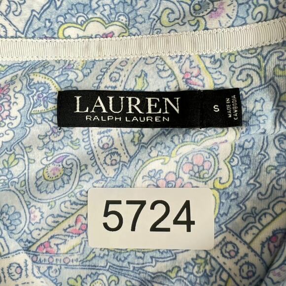 Lauren Ralph Lauren Pajama Shirt Women's Size Small Blue Button Up Collared - Picture 5 of 10